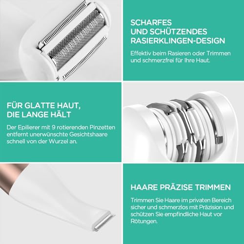 Damenrasierer VOYOR Elektrischer Rasierer für Nass- und Trockenanwendung