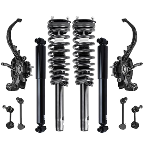 Image of Detroit Axle - 2.5L Front 10pc Suspension Kit for 2010-2012 Ford Fusion, 2010-2011 Mercury Milan, Steering Knuckles & Wheel Bearing Hubs Struts w /Coil Spring Rear Shock Absorbers Sway Bars Replacement