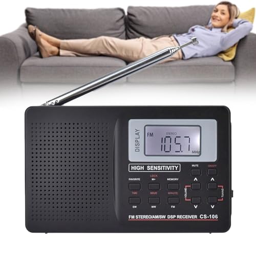 RetroWave Multi-Band Emergency Radio - AM/FM/SW with HD 200mW Sound & Auto-Tuning,Handheld Vintage Walnut Design, NOAA Weather Alert for Hiking, 2000mAh Rechargeable