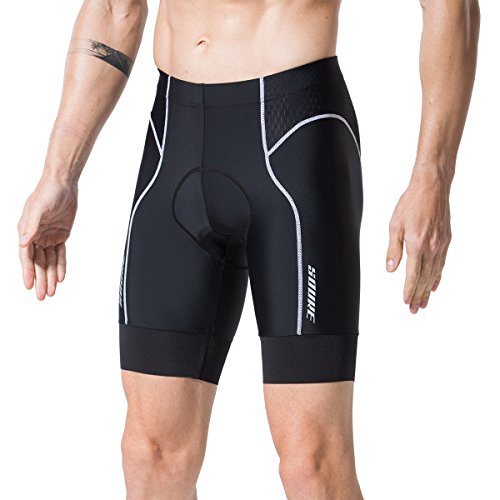 Souke Sports Men\'s Cycling Shorts Padded Bike Half Pants Bicycle Biking Tights Blackwhite