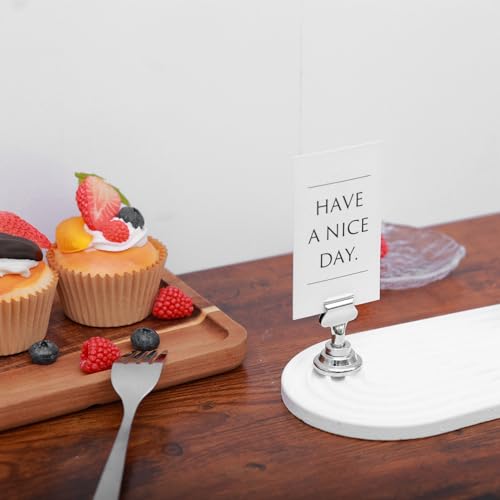 Urban Deco 16PK Table Number Holders Place Card Holders 1.7 Inch Table Card Holders Steel Card Holders for Photos, Food Signs, Memo Notes, Weddings, Restaurants, Birthdays(Silver)