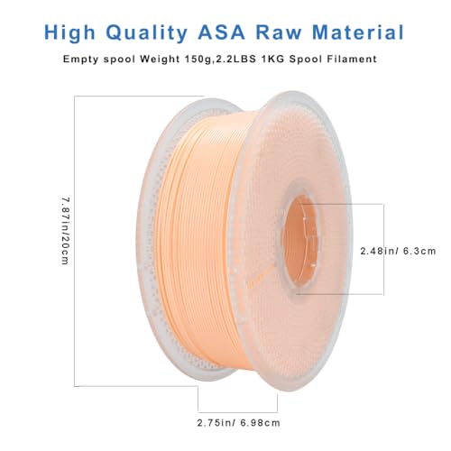 Image of 3D Printer Filament, Neatly & Strong 1.75mm Filament for 3D Printing, Accuracy + /- 0.02mm 1KG Spool(2.2lbs), ASA Flesh 1KG