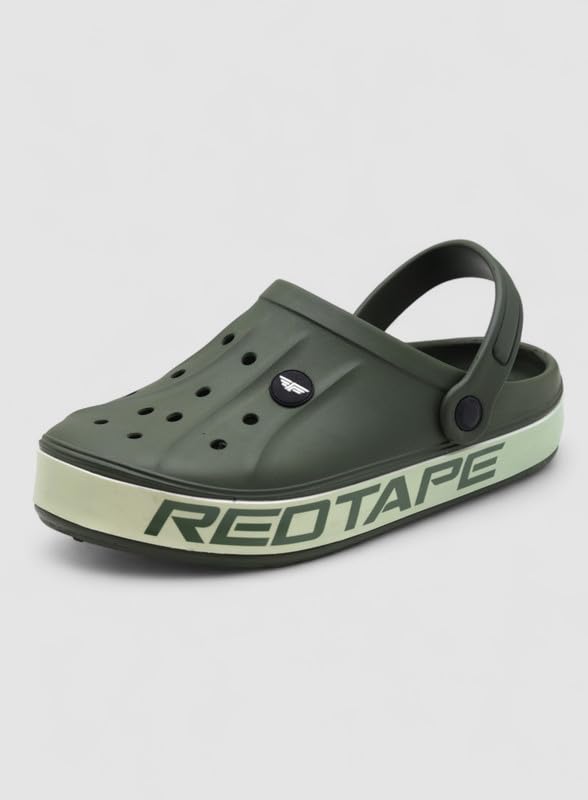 Image of Red Tape Mens Lightweight EVA Clogs Slip-On Comfortable Casual Footwear with Adjustable Back Strap and Anti-Slip Outsole