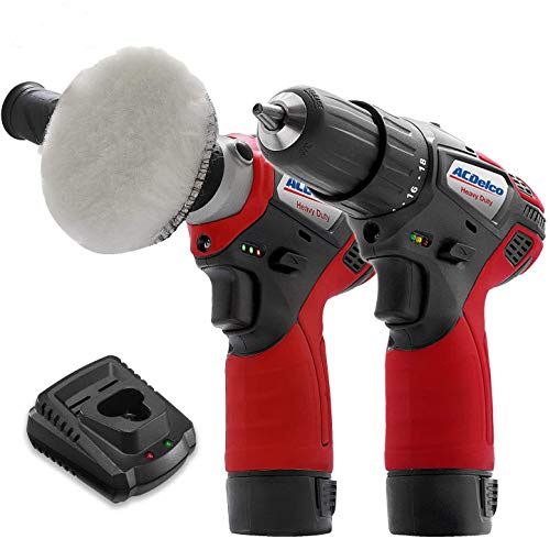 ACDelco ARS1212-K6 G12 Series 12V Cordless Li-ion 3â€ Mini Polisher & 2-Speed 3/8â€ Drill Driver Combo Tool Kit with 2 Batteries