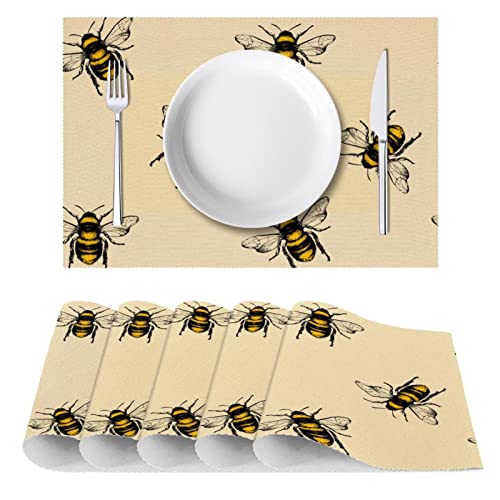 Set de table abeille antidérapant et résistant à la chaleur lot de 6