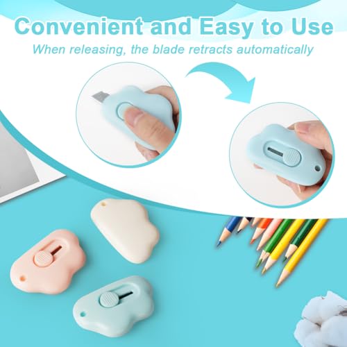 OFFCUP Mini Box Cutter, 3pcs einziehbares Universalmesser, Tasche Messer tragbares Brieföffner, Paketöffner, Schreibwarenmesser Cuttermesser Standard Cutter Kartonöffner für Umschlag Verpackung