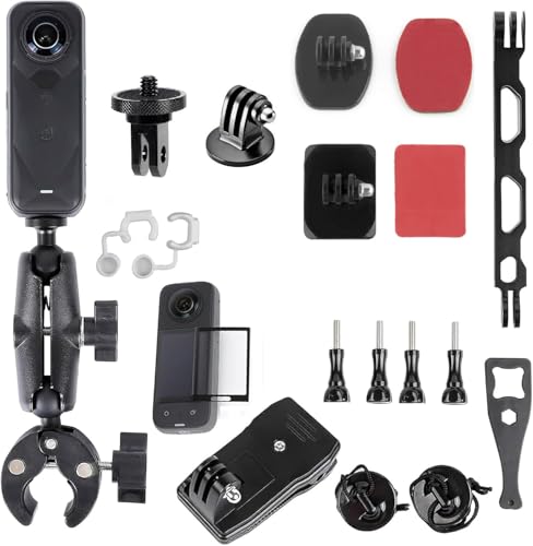 Image of Yantralay Bike Motorcycle Handlebar Mounting Kit for Insta 360 X5 /X4 - 360 Rotation with 1 /4 inch Adapter Helmet Adhesive, Invisible Stick, Backpack Clip & Screen Protector