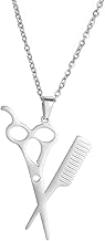 EUEAVAN Stainless Steel Scissor Pendant Necklace Size M No Gemstone Unisex Adult Hairdressing Cosmetology Student Gift Medium Stainless Steel, Stainless Steel, No Gemstone