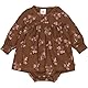 Müsli by Green Cotton Baby - Mädchen Flora L/S Dress Body Base Layer, Bark/Cabernet/Nightingale, 56 EU