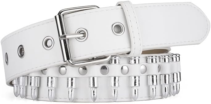 FOCASTBlack Studded Belt Punk Rock Rivet Belt Grommet Threads Belt with Bright Metal Pyramid for Women Men