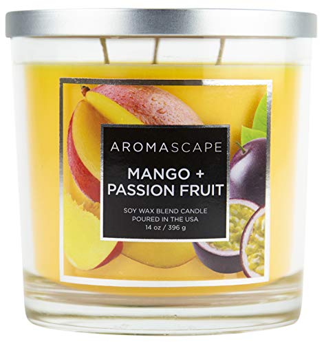 Aromascape 3-Wick Scented Jar Candle, Mango & Passion Fruit