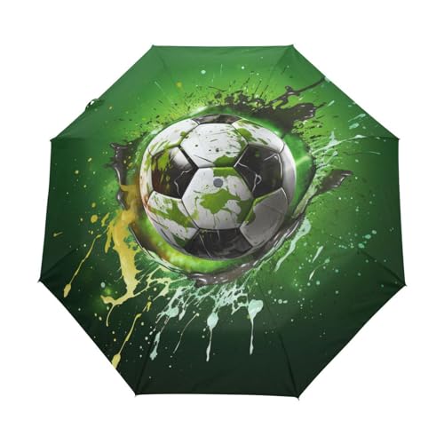 KAAVIYO Green Doodle Cartoon Ball Umbrella Windproof Automatic Foldable Umbrells Auto Open Close for Men Women Kids
