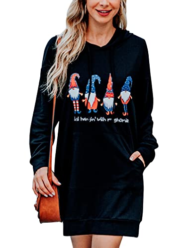 Image of Quenteen Women Hoodies Dress Hooded Sweatshirts Dress Casual Long Sleeve Tunic Dress Oversized Sweatshirts with Pocket
