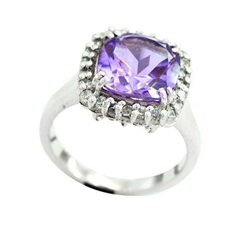 Bague améthyste naturelle coussin argent 925 homme femme bijou mixte