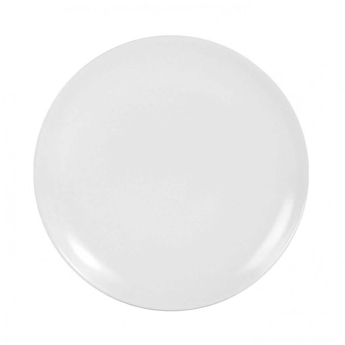Lot de 12 assiettes rondes BANCA en fine porcelaine blanche, plat rond de service pour desserts, salades et gâteaux - diamètre 20 x hauteur 2 cm