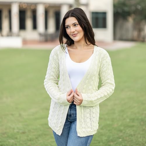 Loxdonz Women's Crochet Cardigan Long Sleeve Lightweight Soft Open Front Knitted Kimono Sweater Cardigans4