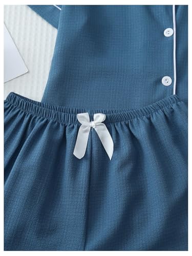 Image of Verdusa Pajamas For Women Set 2 Piece Summer Pajama Sets Cute Pjs Lounge Matching Button Shirt with Shorts