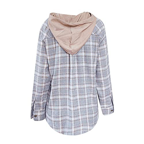 Zldhxyf Dames geruite capuchonjas hemd casual lange mouwen sweatjas cardigan hemdblouse hemdjas vintage Y2K boyfriend meisje jas met capuchon dunne mantel outwear outing stijl - Image 6