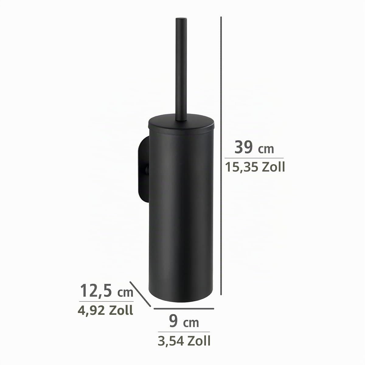 WENKO Turbo-Loc WC-Garnitur Mod. Orea mit Toilettenbürste und Halter aus rostfreiem Edelstahl in Schwarz matt geschlossen ohne Bohren Massive Qualität
