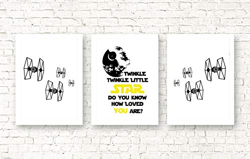 Silly Goose Gifts Twinkle Twinkle Little Star Do You Know How Loved You Are Themed Wall Art Decor (Set of Three)