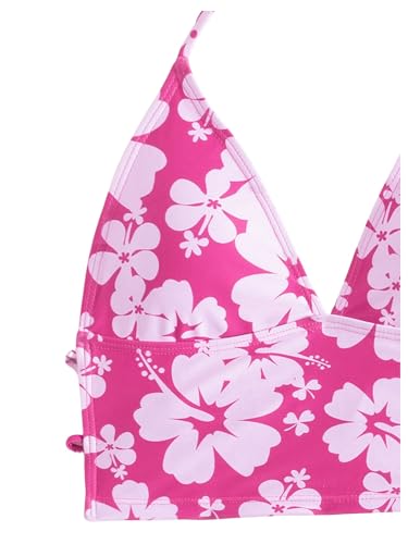Floerns Women's Tankinis 2 Piece Floral Print Halter Tie Back Crop Top and Bottoms Bikini Set3