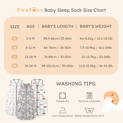 Image of Yoofoss Baby Sleep Sack 6-12 Months Wearable Blanket for Babies 100% Organic Cotton 2-Way Zipper TOG 0.5 Toddler Sleeping Sack 3 Pack, Comfy Lightweight Sleep Sacks
