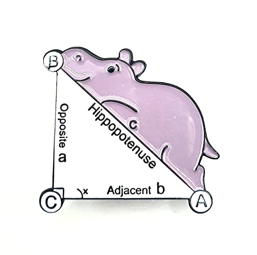 Badge à épingle en métal émaillé en forme de triangle hippopoténuse, Métal