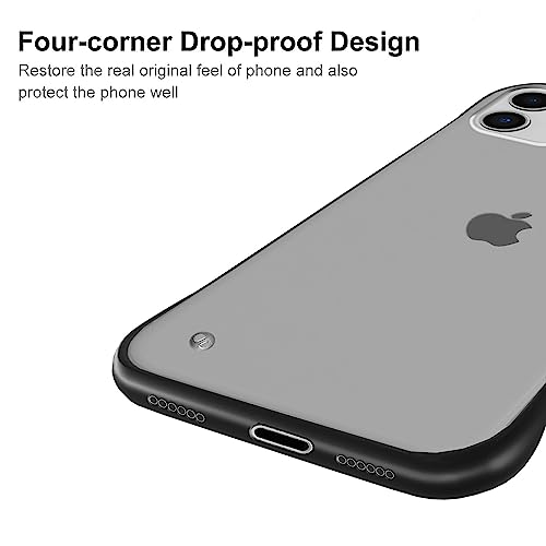 Image of Amazon Basics Cover for iPhone 11 |Hybrid Frameless|Full Camera Protection|Raised Edges|Frosted Matte Translucent Bumper Case(Black)