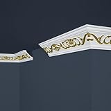 (1 Perfil = 2 metros) Cornisa / Moldura para techo / decorativa «Marbet B6» dorado