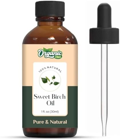 Organic Zing Sweet Birch (Betula Lenta) Oil | Pure & Natural Essential Oil for Aroma, Diffusers, Skincare & Massage- 30ml/1.01fl oz