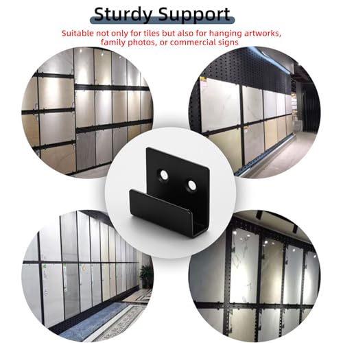 Image of 1-9 /16 inch Mirror Mounting Brackets for Wall 10 Pack - 1 inch Wide Inner Groove | Wall Hanger J Bracket for Frameless Mirror Tile Picture Frame with Screws Anchors