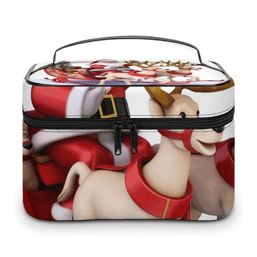 Foldable Travel Luggage Bag for Men And Women, Dry And Wet Separation Portable Travel Luggage Bag, Santa Claus Reindeer Sled Printed Waterproof Sports Luggage Bag, Fitness Bag