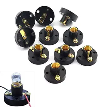 Luckycivia 25 PACK E10 Mini Bulb Holder DIY Physical Circuit Electrical Experiment Lighting Accessories Screw Type Light Socket Mounting Bracket Round Lamp Base