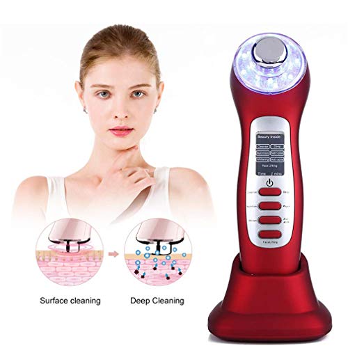 Preisvergleich Produktbild MAIZHAN Anti-Falten-Gesichtsstraffungsgerät Hautverjüngungsmaschine 7 in 1 Iontophorese-Schönheitsinstrument Tiefenreinigung Feuchtigkeitsspendende, straffende Haut(rot)