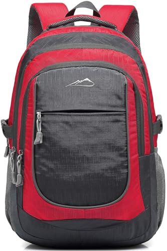Image of ProEtrade Backpack Bookbag for College Sturdy Travel Business Hiking Fit Laptop Up to 15.6 Inch Multi Compartment Gifts for Men Women Night Light Reflective (red)