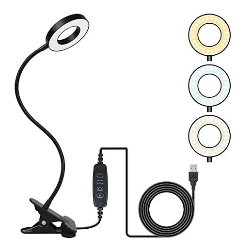 URAQT Lampes de Lecture Clip Light Lampe de Bureau USB 48 LED avec 3 Modes de Couleur 11 Luminosité, Lampe à Pince Col de Cygne Flexible à 360 ° Lampe à Pince LED 8W, Lit à Clip/Bureau/Chevet