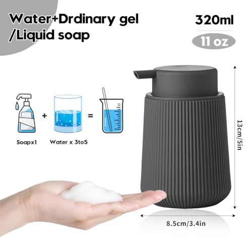 Image of YAUKPH Striped Foaming Hand Soap Dispenser Dark Gray