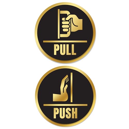 Image of Rousrie Push and Pull Stickers for Glass Doors (Size: 6 Inch) for Office, Stores, Cafe, Hotel, Restaurant, Business & Shop, Self-Adhesive, Acrylic Signage (Design 1)