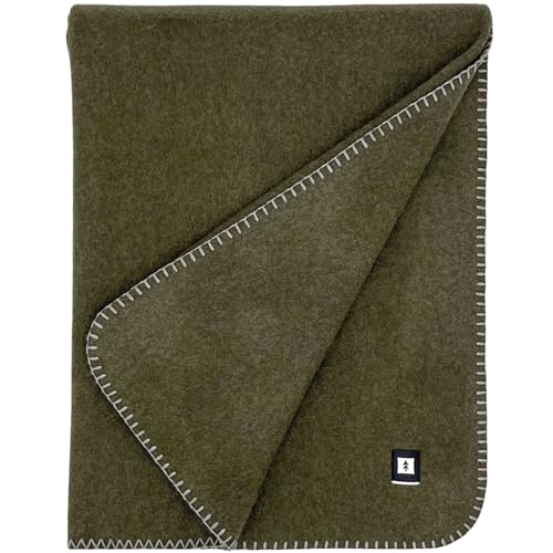 Image of EKTOS 100% Virgin Wool Blankets, 90 inch x 78 inch, Survival Kits, Camp Equipment, Car Camping (Olive Green, Full Size)