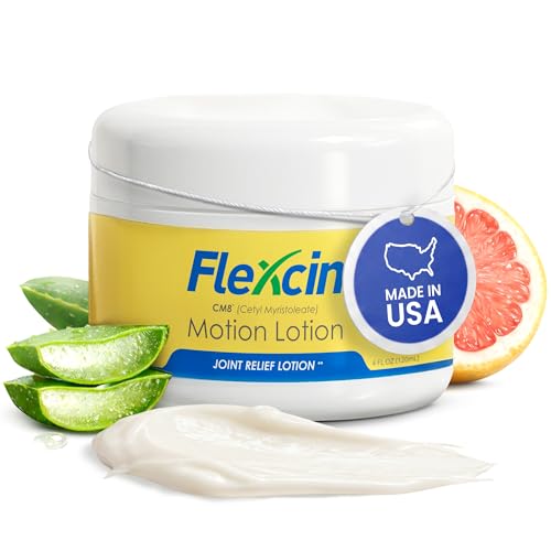Flexcin Motion Lotion with CM8 - Joint & Muscle Therapy Cream for Back, Neck, Knee, Hand, Foot - Fast Absorbing with DMSO, Emu Oil, Aloe Vera - Non-Greasy 4oz Jar