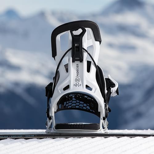 Nidecker Flow NX2 Hybrid Snowboard Bindings – White – Dual-Entry System with Aluminum Baseplate & Hybrid Strap – Size L