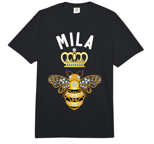 Mila Name Mila Birthday Gifts Queen Crown Bee Mila Comfort Colors Adult Heavyweight T-Shirt