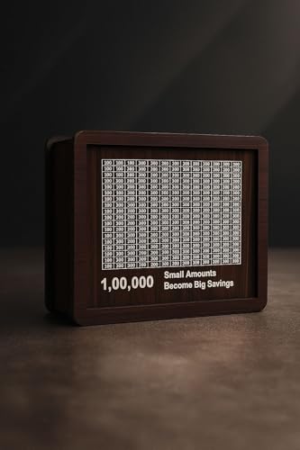 Image of ART MAGIC Money Saving Box for Adult 100000 -Money Box, Wooden Money Saving Box,1 Lakh Money Saving Box,Money Collecting Box Adults Kids, Small Amount Big Storage 100000 Savings Money Box,Challenge