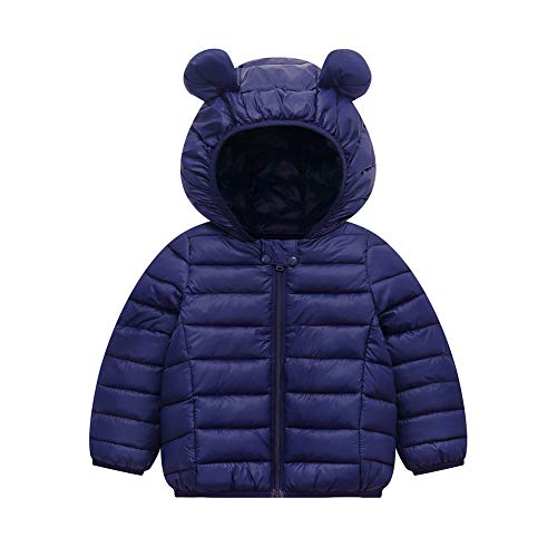 BOBORA Baby Coats Light Weight Winter Bear Ears Hooded Down Jacket for Baby Boys Girls, Infants, Toddlers Black