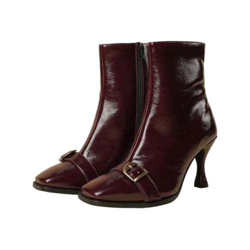 Image of Theater Women Hendrix Square-Toe Ankle Boots | Chic Kitten Heel Winter Boots with Side Zip | Stylish & Comfortable for Work, Party & Casual Wear