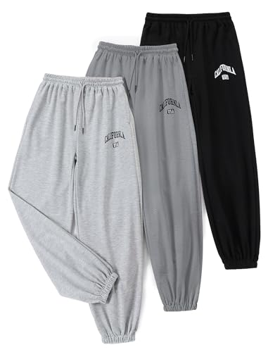 Image of EXARUS 3 Pack Girls Sweatpants Joggers Teen Sweat Pants Wide Leg