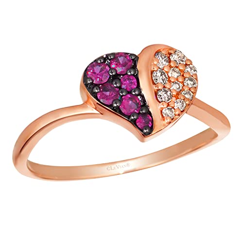 1/3 Carat Diamond and Red Ruby Heart Ring for Women in 14k White or Rose Gold cttw Promise Anniversary Ring Size 5 to 10 by LeVian3