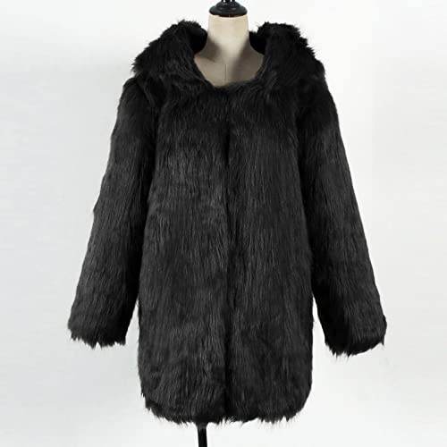 Women Faux Fur Coat With Hood Cute Ear Sexy Soft Overcoat Fall Winter Oversized Jacket Fashion Casual Cardigan Outwear #TOP7