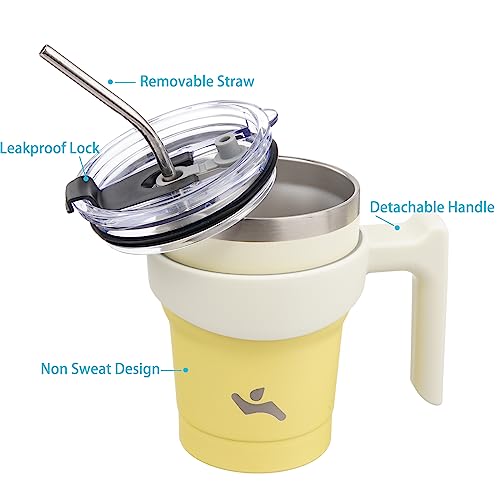 Image of Konokyo 10 oz Tumbler with Handle and Straw, Insulated Travel Mug
