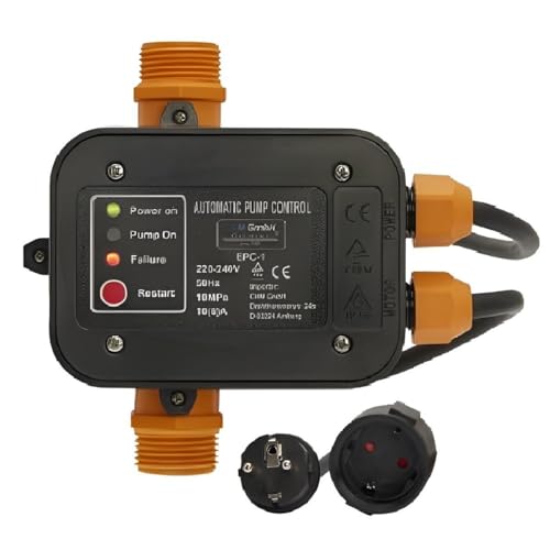 CHM GmbH® Automatischer Druckschalter EPC-1O für Gartenpumpe max. 1,1 Kw mit Trocklaufschutz, Druckwächter, Pumpensteuerung